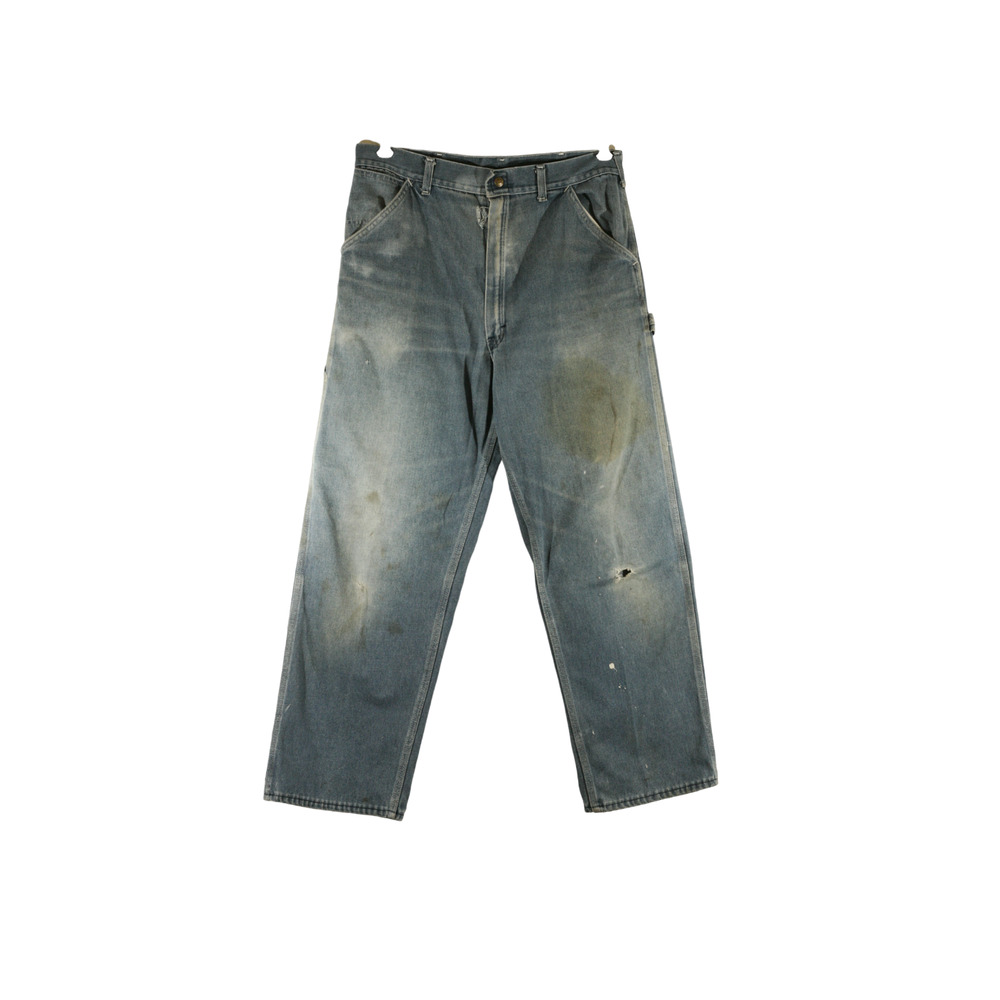 Vintage 1960s Sears Work Wear Denim Carpenter Jeans Dungarees 36 Worn Rip Grunge